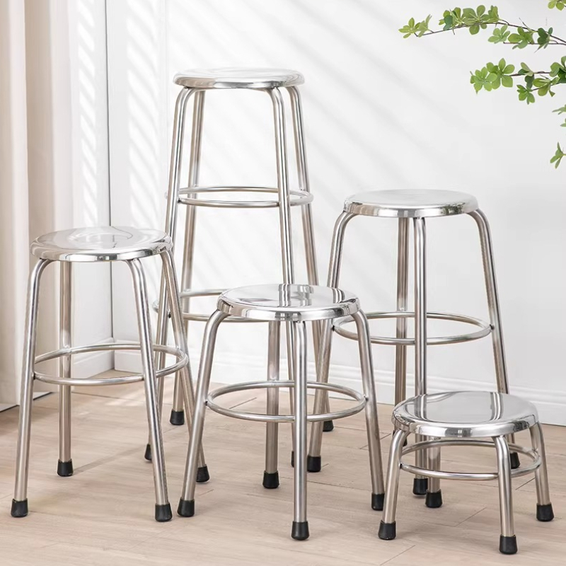 Home Bar Lounge - 304 Stainless Steel Round Stool Industrial