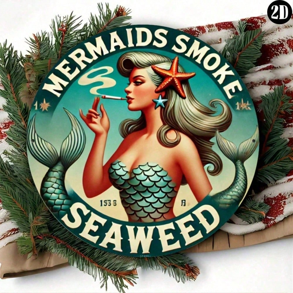 Home Bar Cafe - Vintage Mermaid Seaweed Smoke Aluminum Wall