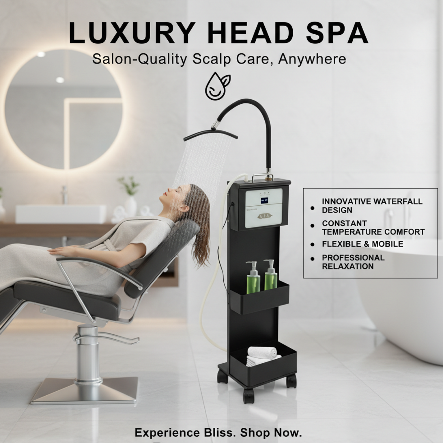 Home Barber - 1000W Movable Shampoo Bowl Waterfall Accessories