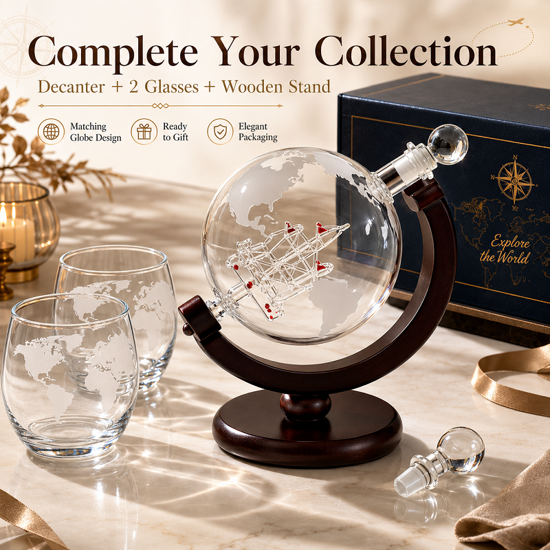 Globe Whiskey Decanter Set wit - огляд і ціна Decanter Globe Set