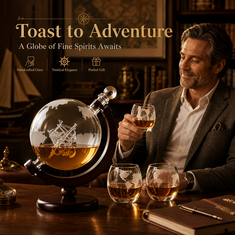 Globe Whiskey Decanter Set wit - огляд і ціна Decanter Globe Set