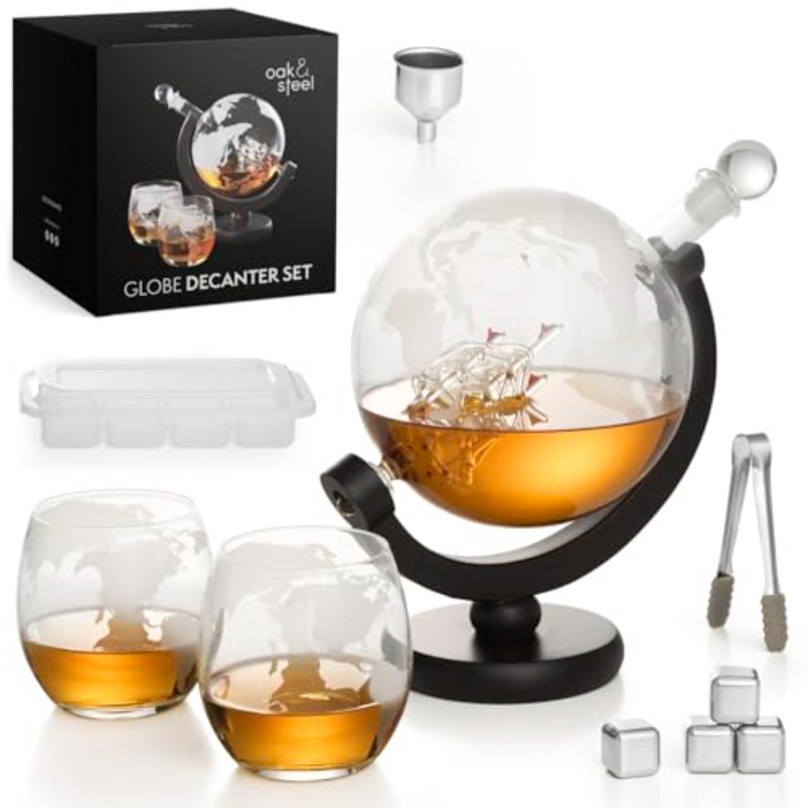 Oak Steel - 50 Oz Globe Whiske - огляд і ціна Decanter Globe Set