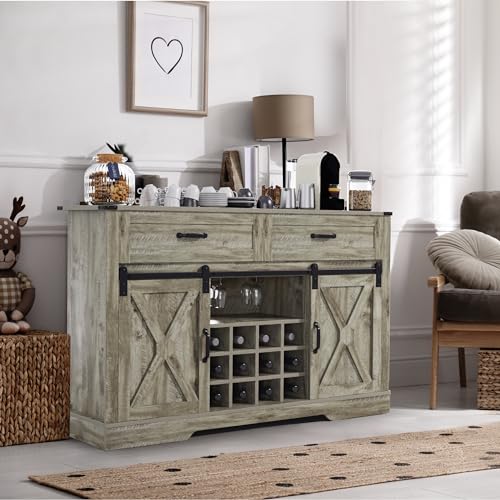 52-Inch Light Grey Farmhouse B - огляд і ціна Home Bar Shelves