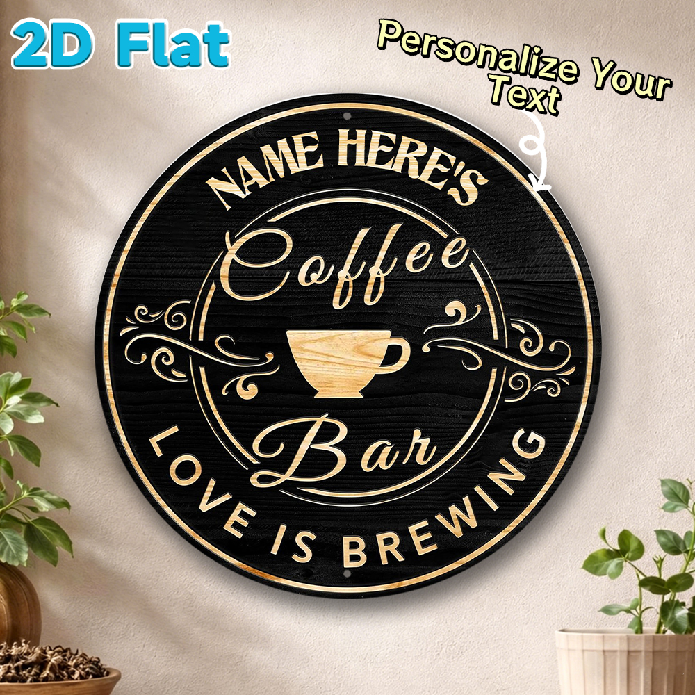 Custom Name Coffee Bar Round M - огляд і ціна Home Bar Cafe