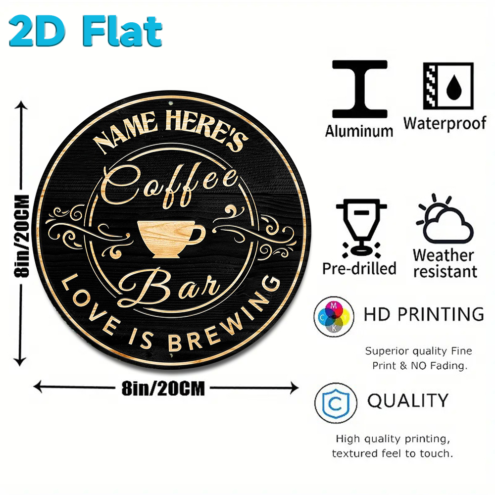 Custom Name Coffee Bar Round M - огляд і ціна Home Bar Cafe