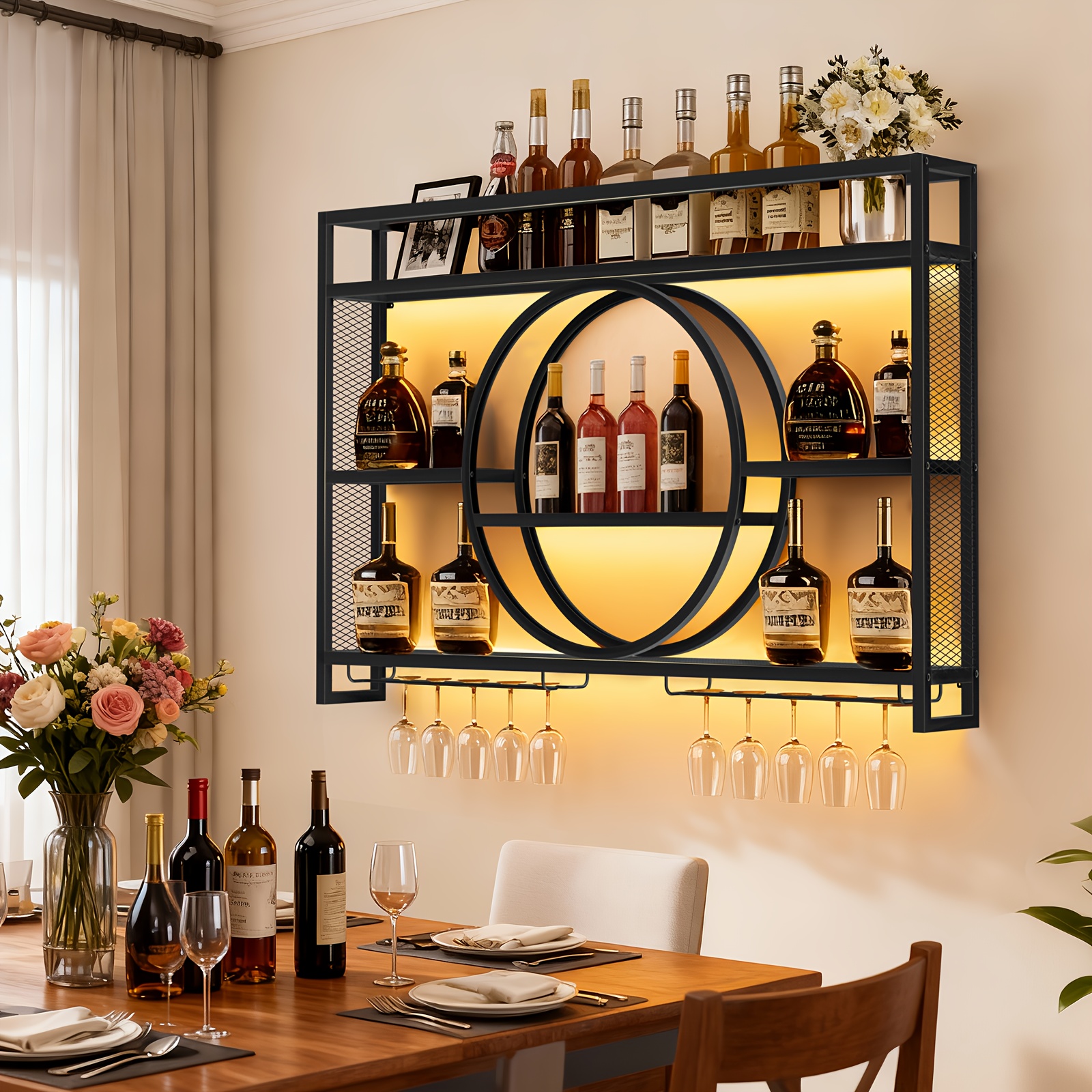 Stylish 3-Tier Wall-Mounted Me - огляд і ціна Home Bar Shelves