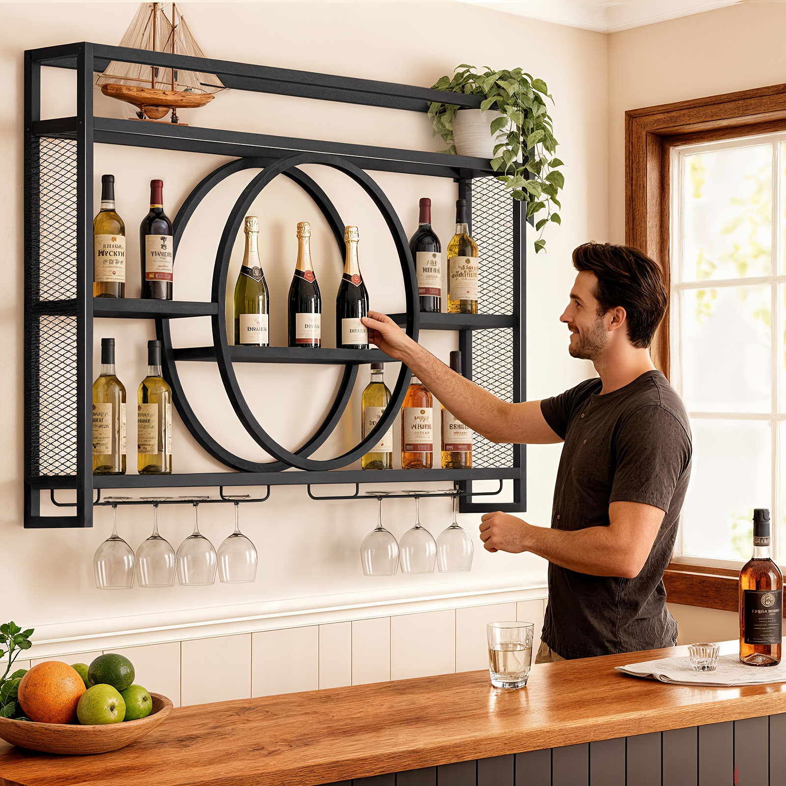 Stylish 3-Tier Wall-Mounted Me - огляд і ціна Home Bar Shelves