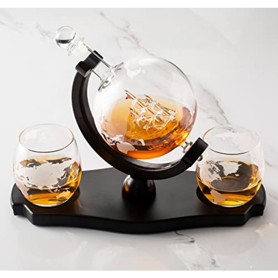 Whiskey Globe Decanter Set wit - огляд і ціна Decanter Globe Set