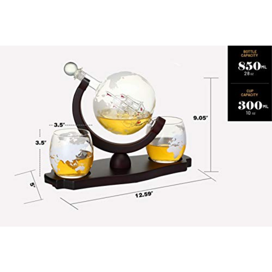 Whiskey Globe Decanter Set wit - огляд і ціна Decanter Globe Set