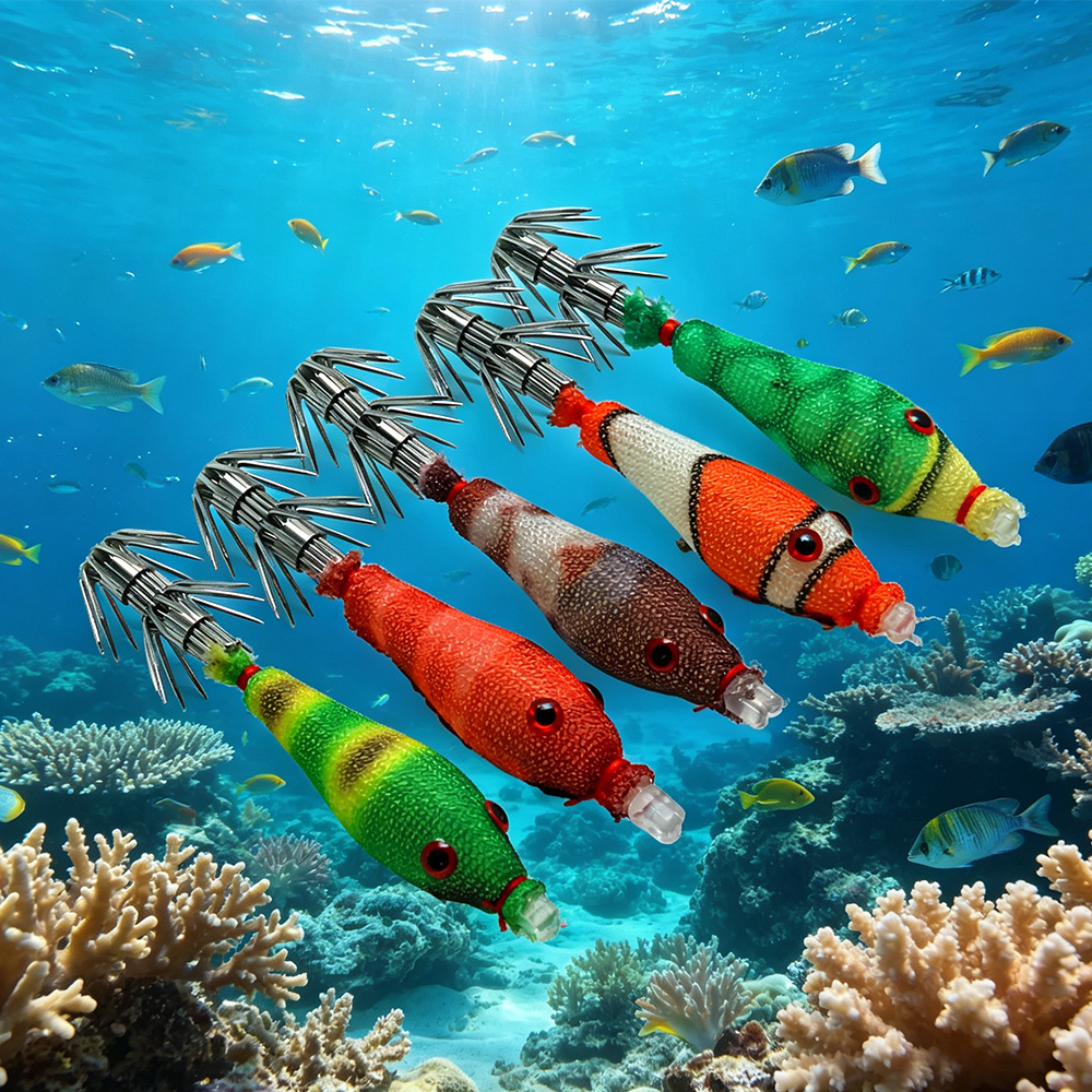 5 Pcs Squid Soft Baits, Lumino - огляд і ціна Jigger Double Sided