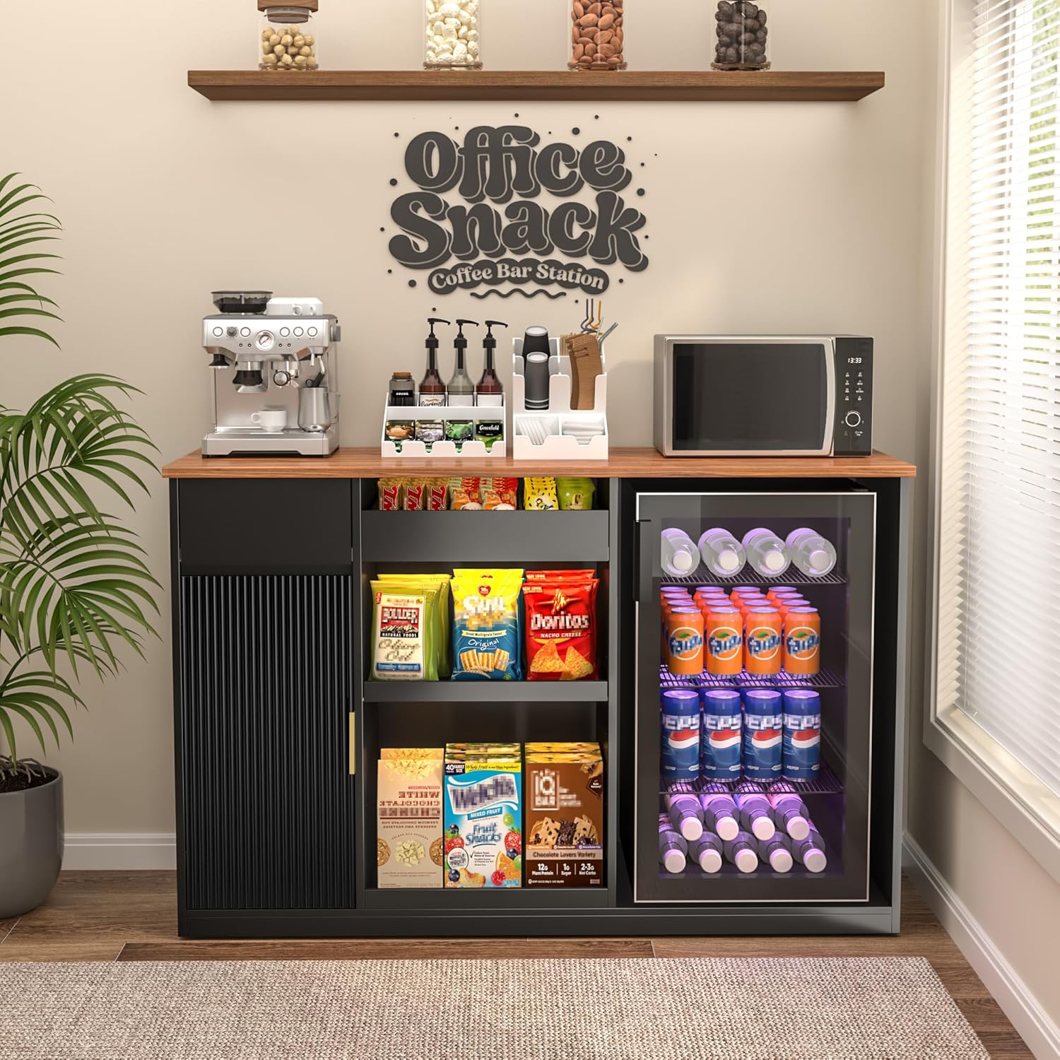 Snack Bar Cabinet with Fridge  - огляд і ціна Home Bar Shelves
