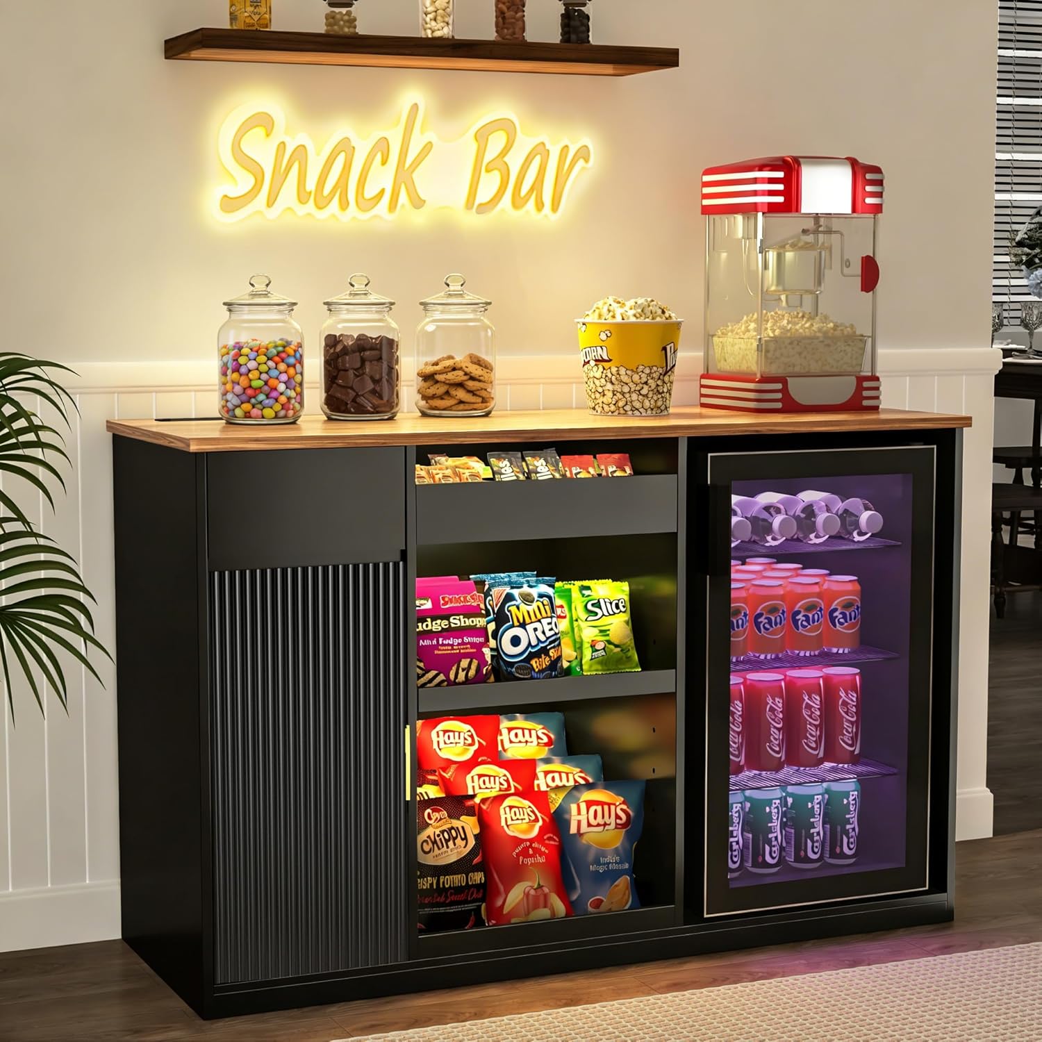 Snack Bar Cabinet with Fridge  - огляд і ціна Home Bar Shelves
