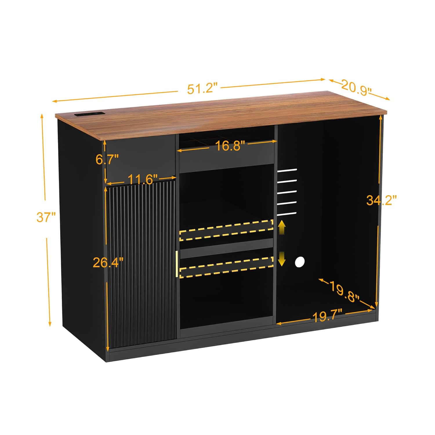 Snack Bar Cabinet with Fridge  - огляд і ціна Home Bar Shelves
