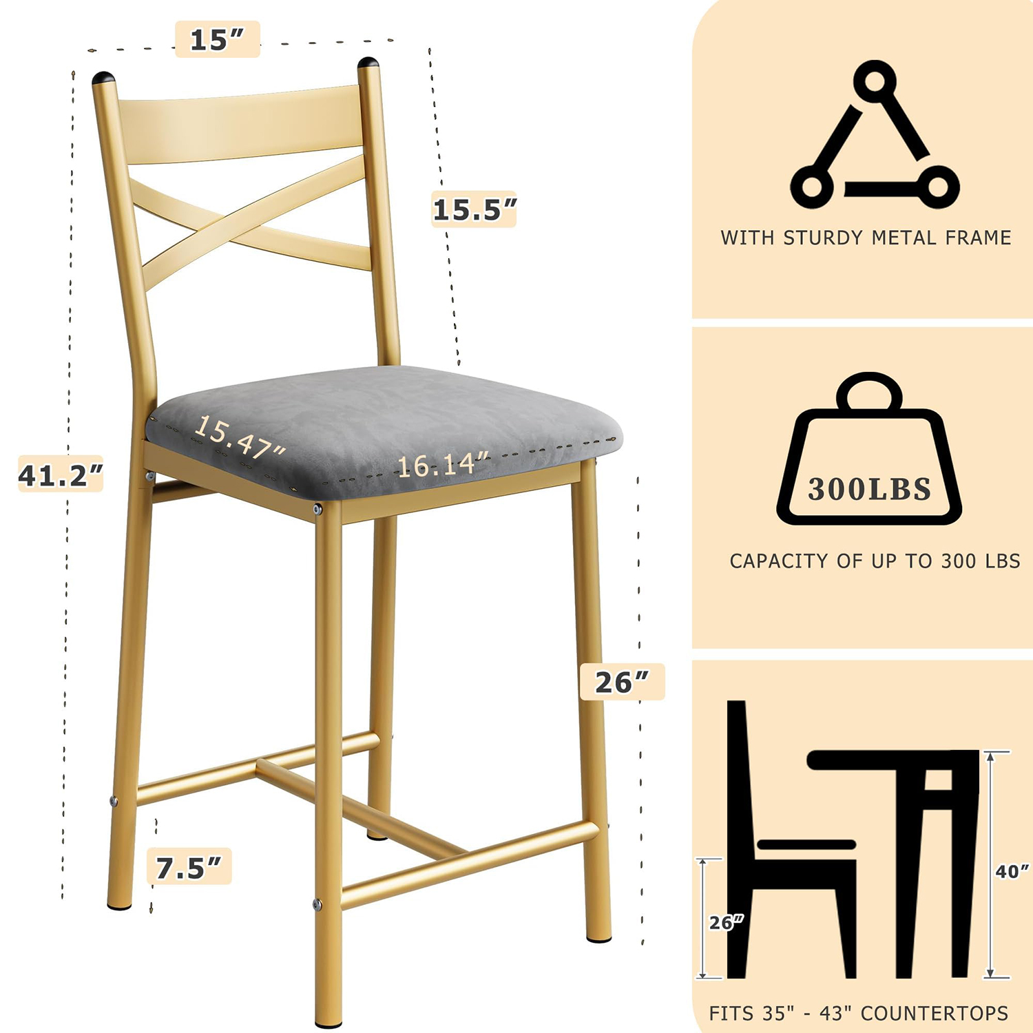 26 Inch Bar Stools Set Of 2, C - огляд і ціна Home Bar Stools