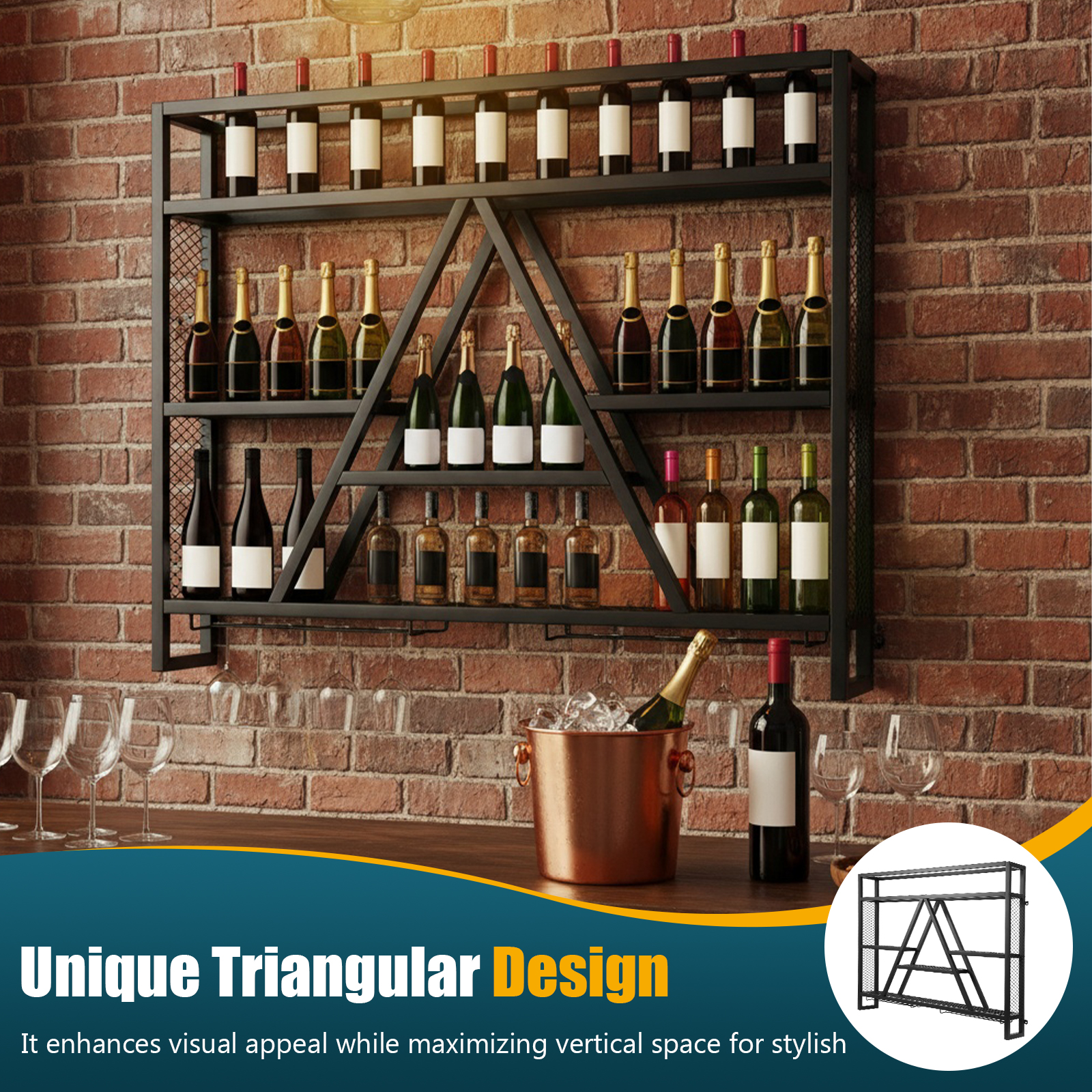 Metal Bottle & Glass Holder Mu - огляд і ціна Home Bar Shelves