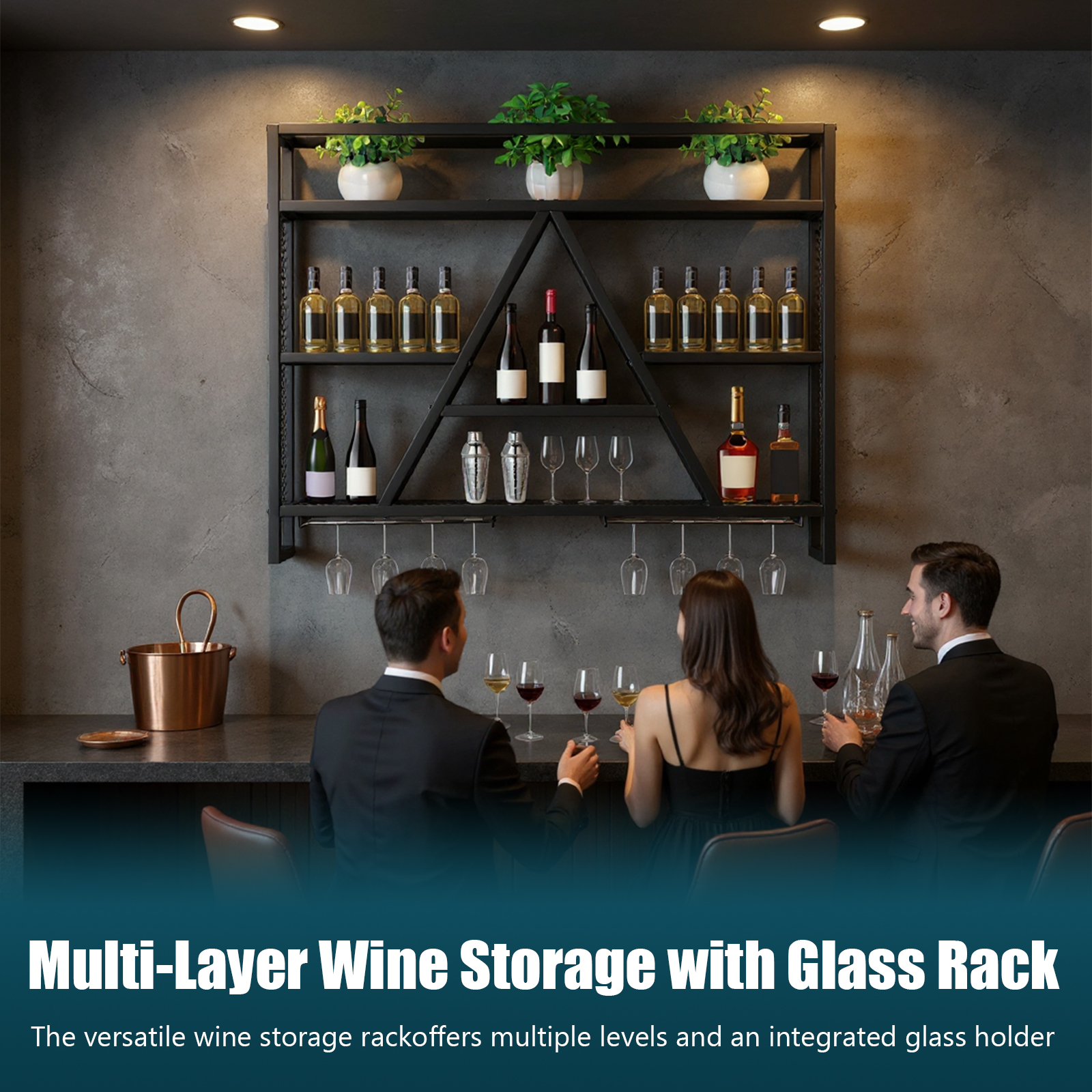 Metal Bottle & Glass Holder Mu - огляд і ціна Home Bar Shelves