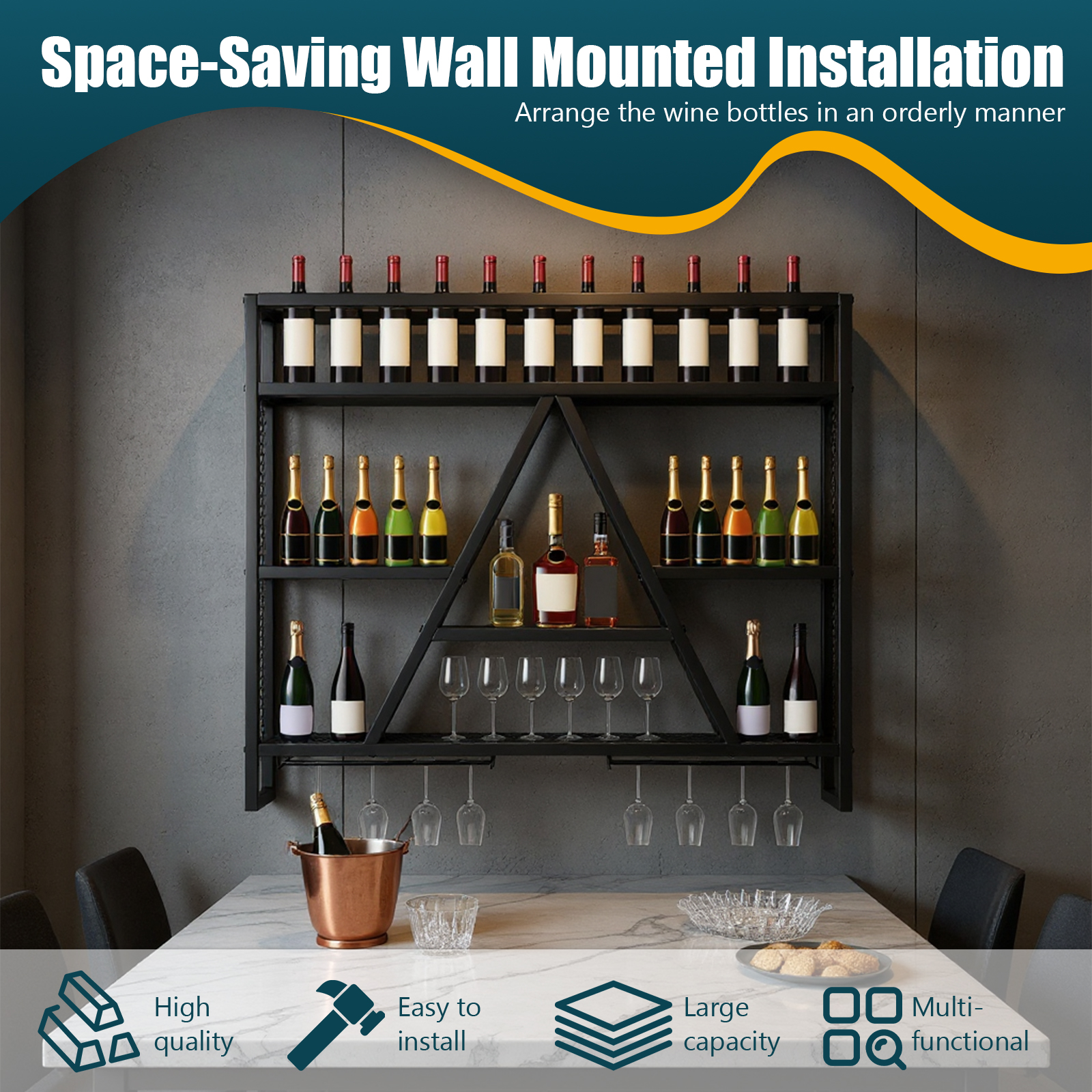 Metal Bottle & Glass Holder Mu - огляд і ціна Home Bar Shelves