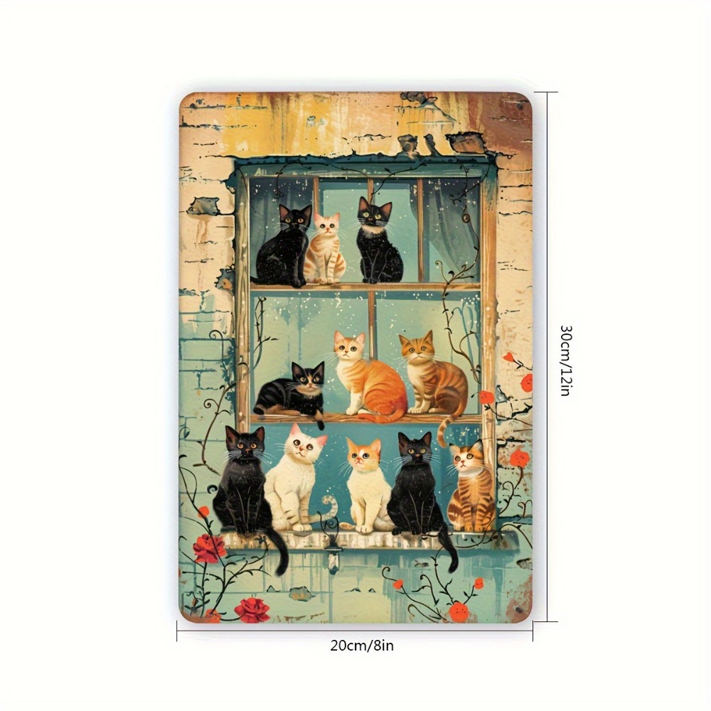 Vintage Cats Window Metal Sign - огляд і ціна Home Bar Cafe