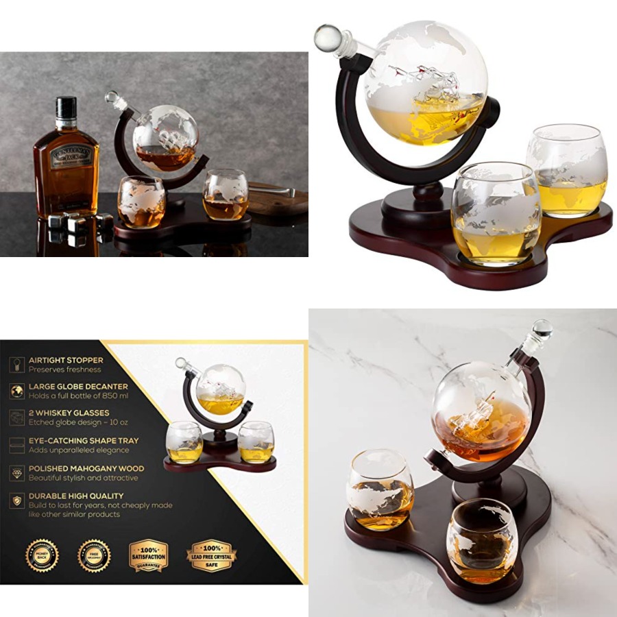 Whiskey Globe Decanter Set wit - огляд і ціна Decanter Globe Set