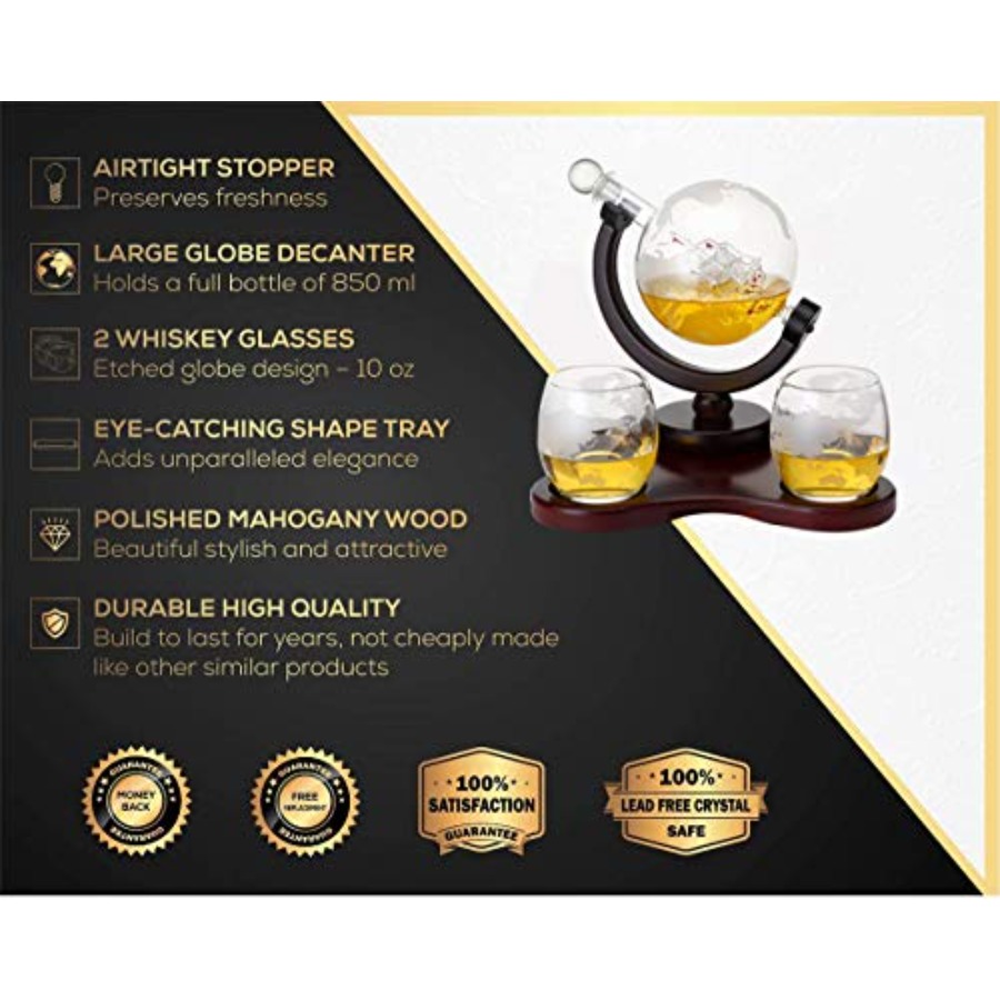Whiskey Globe Decanter Set wit - огляд і ціна Decanter Globe Set